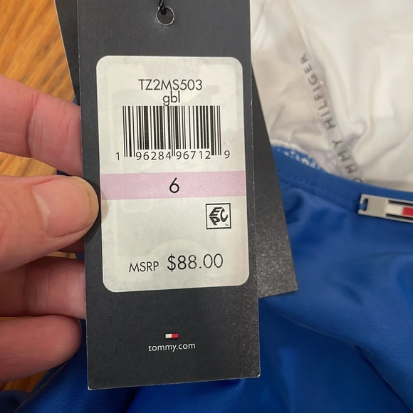 Tommy Hilfiger Ruched Tummy-Control One-Piece Swimsuit Blue size 6 NWT - Picture 5 of 6